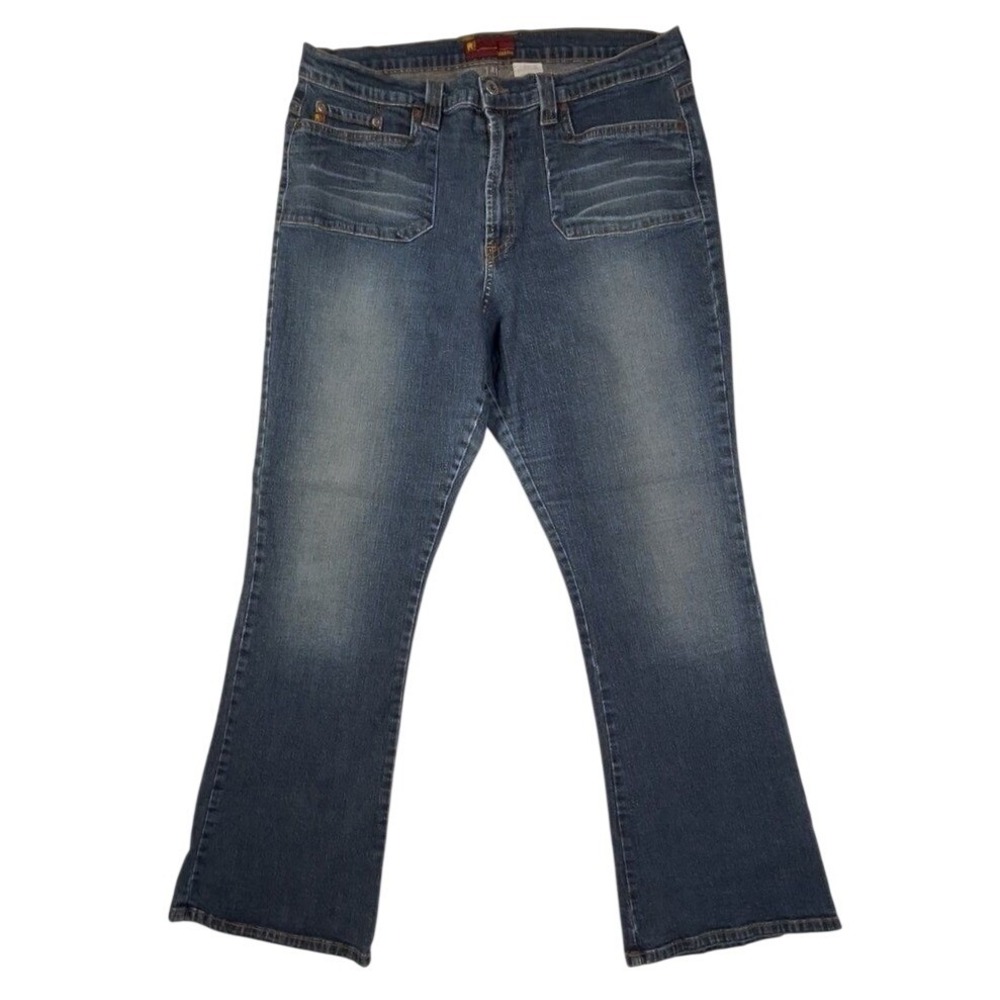 Just USA Jeans Womens 20W Y2K Flare Bootcut Patch Pocket Stretch Denim Blue